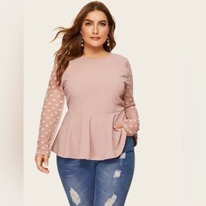Pink Babydoll Top, Sheer Sleeves
